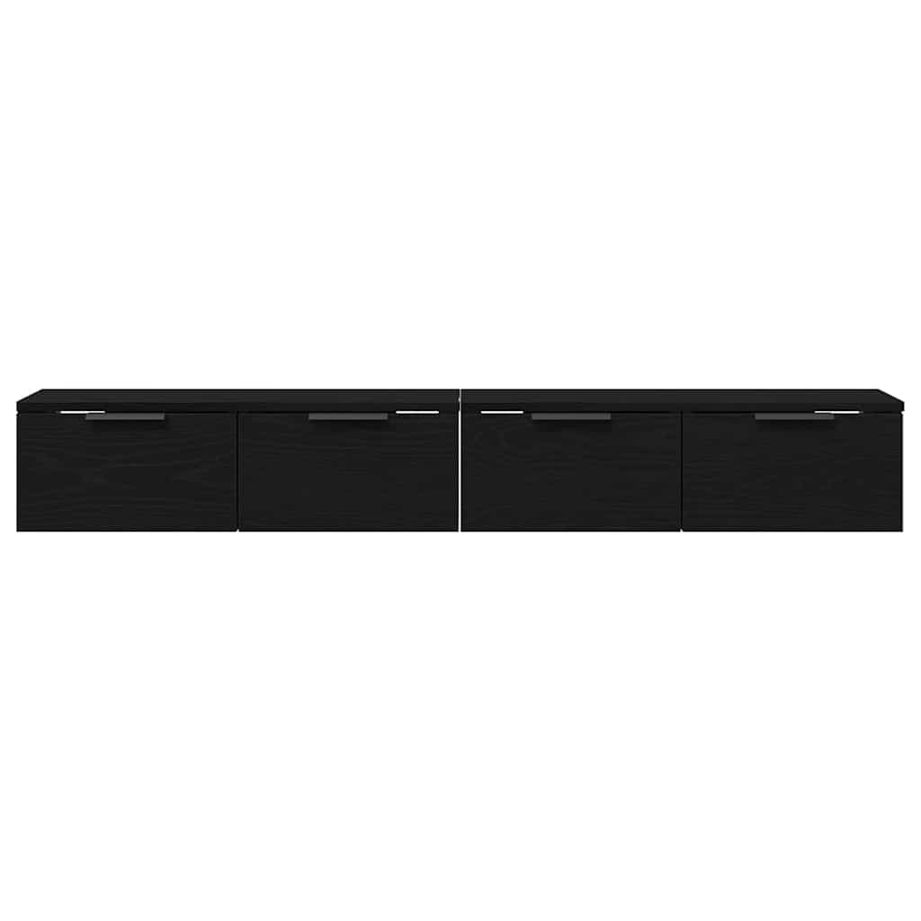 Væghængt skab 2 pcs Sort eg 68 x 30 x 20 cm Konstrueret træ
