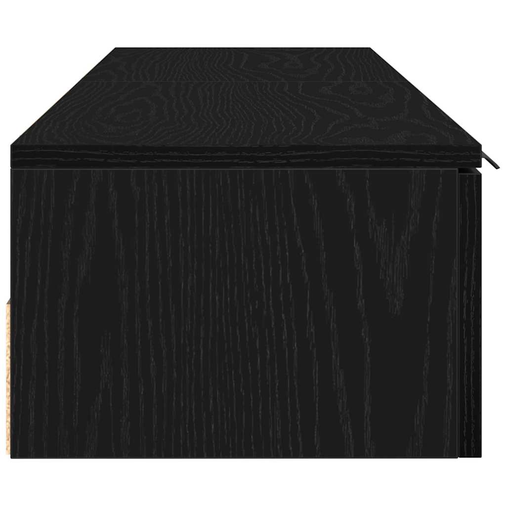 Væghængt skab 2 pcs Sort eg 68 x 30 x 20 cm Konstrueret træ