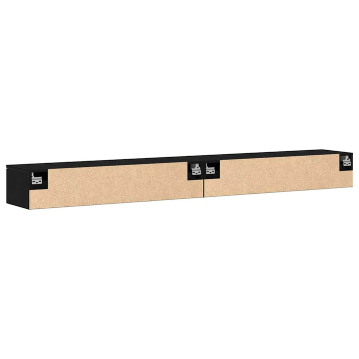 Væghængt skab Vægmonteret 2 stk. Sort eg 102 x 30 x 20 cm