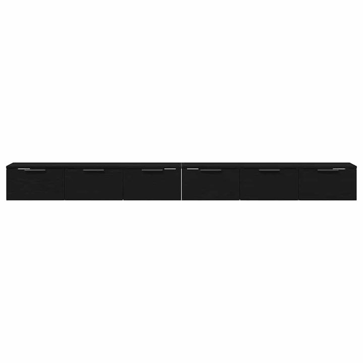 Væghængt skab 2 pcs Sort eg 102 x 30 x 20 cm Konstrueret træ