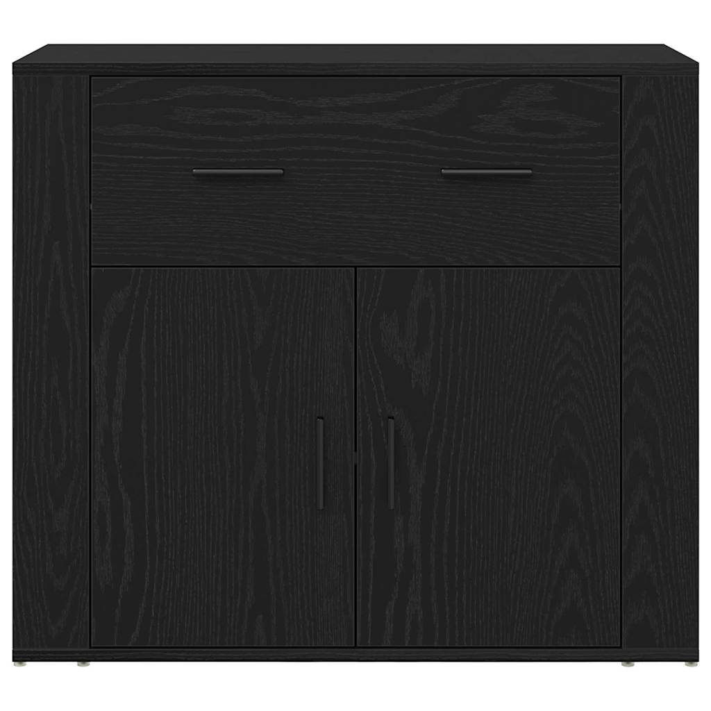 Highboard med skuffe Sort eg 80 x 33 x 150 cm Konstrueret træ