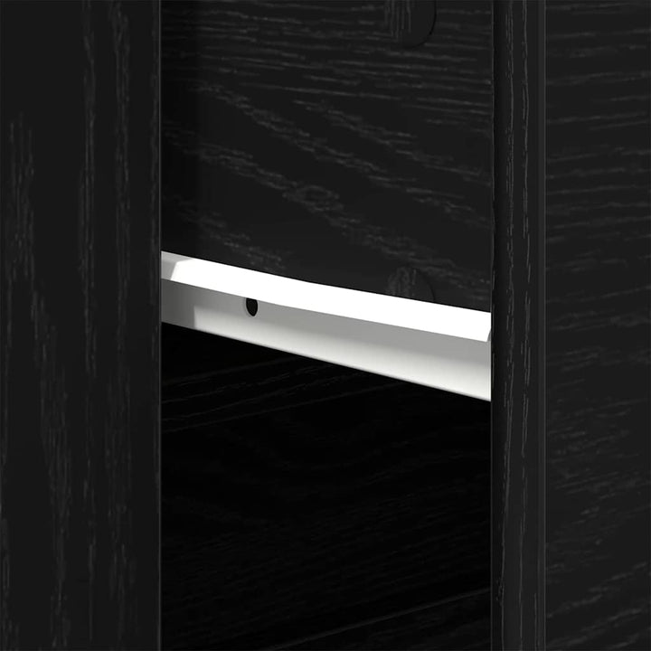 Highboard med skuffe Sort eg 80 x 33 x 150 cm Konstrueret træ