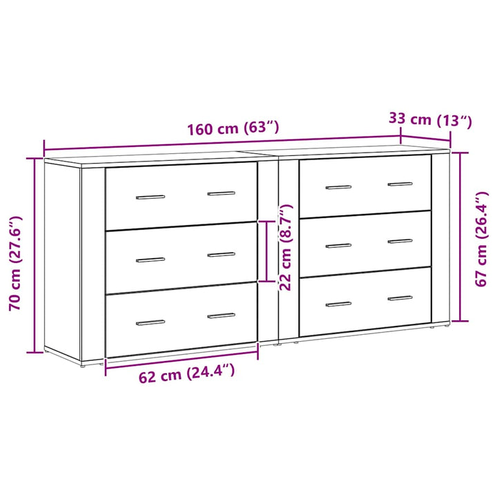 Sideboard Sort eg 160 x 33 x 70 cm Konstrueret træ