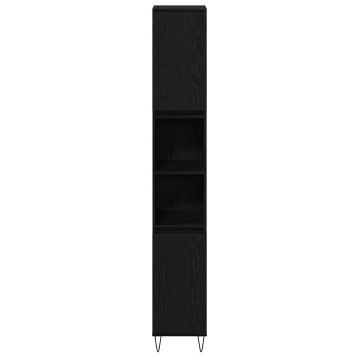 Badeværelsesmøbel sæt med skuffe 3 pcs Sort eg 30 x 30 x 190 cm