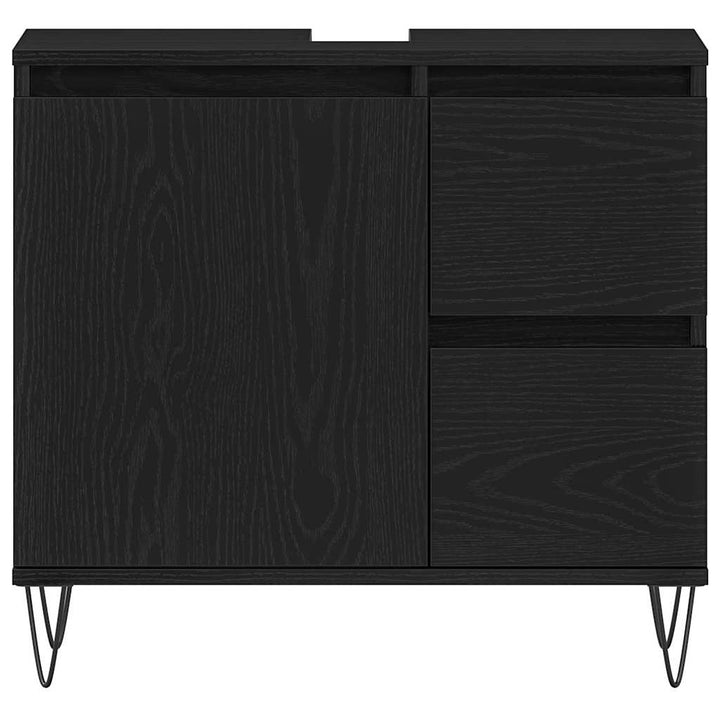 Badeværelsesmøbel sæt med skuffe 3 pcs Sort eg 30 x 30 x 190 cm