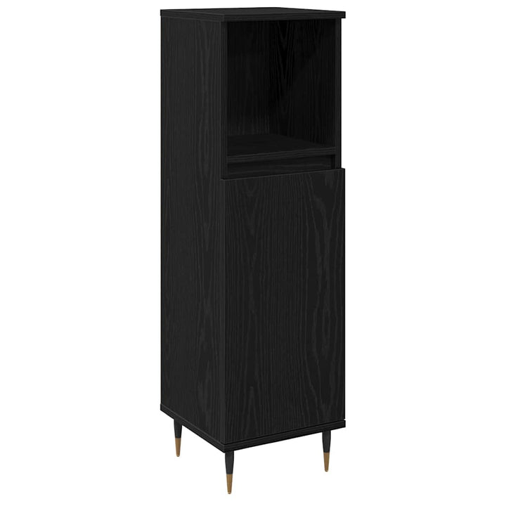 Badeværelsesmøbel sæt med dør 3 pcs Sort eg 30 x 30 x 190 cm