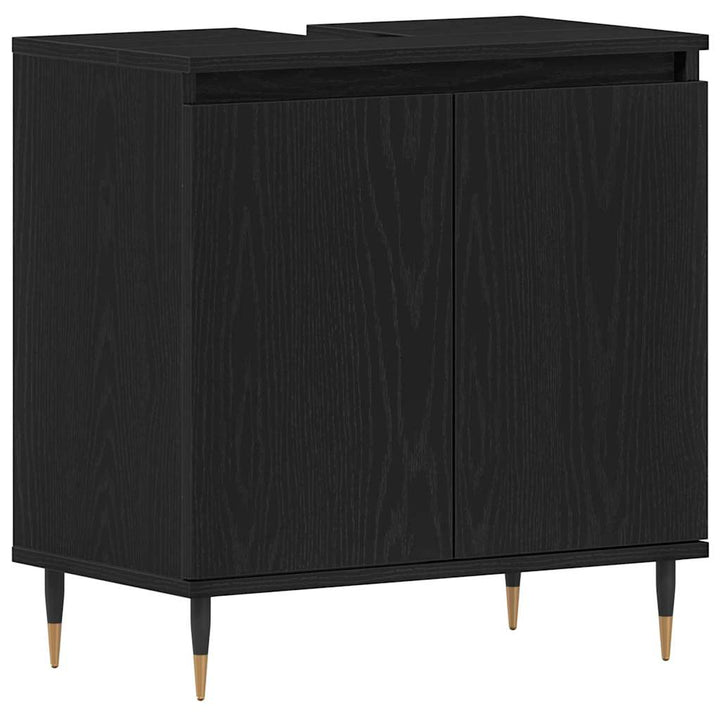 Badeværelsesmøbel sæt med dør 3 pcs Sort eg 30 x 30 x 190 cm