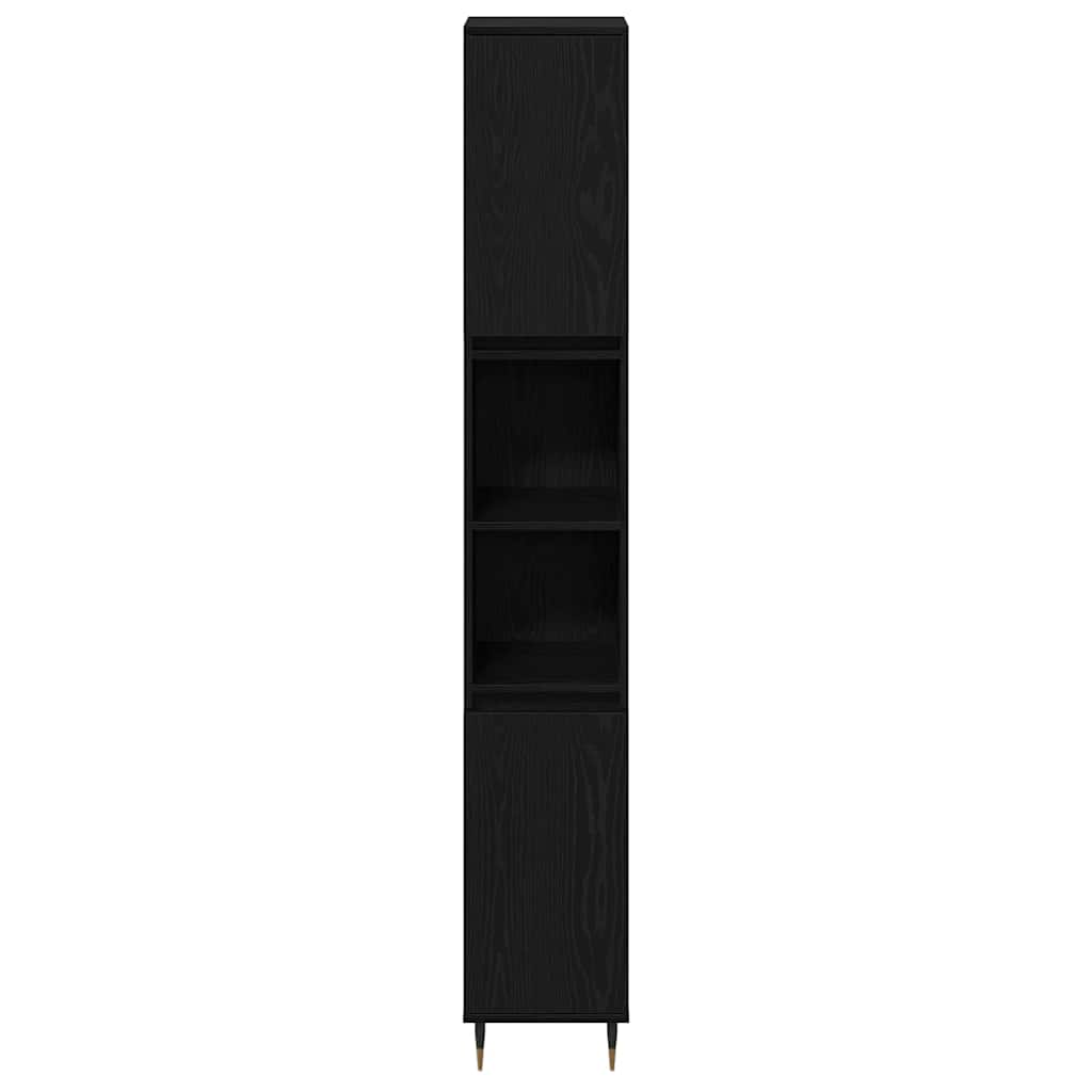 Badeværelsesmøbel sæt med dør 3 pcs Sort eg 30 x 30 x 190 cm