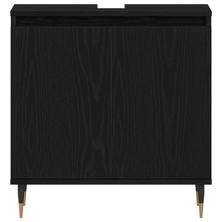 Badeværelsesmøbel sæt med dør 3 pcs Sort eg 30 x 30 x 190 cm