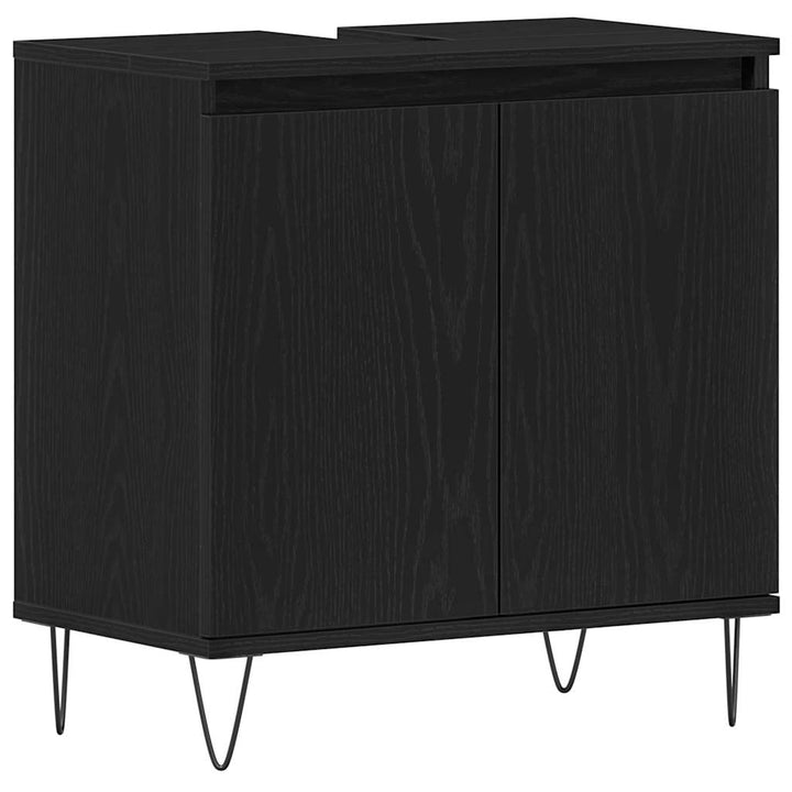 Badeværelsesmøbel sæt med dør 3 pcs Sort eg 30 x 30 x 190 cm