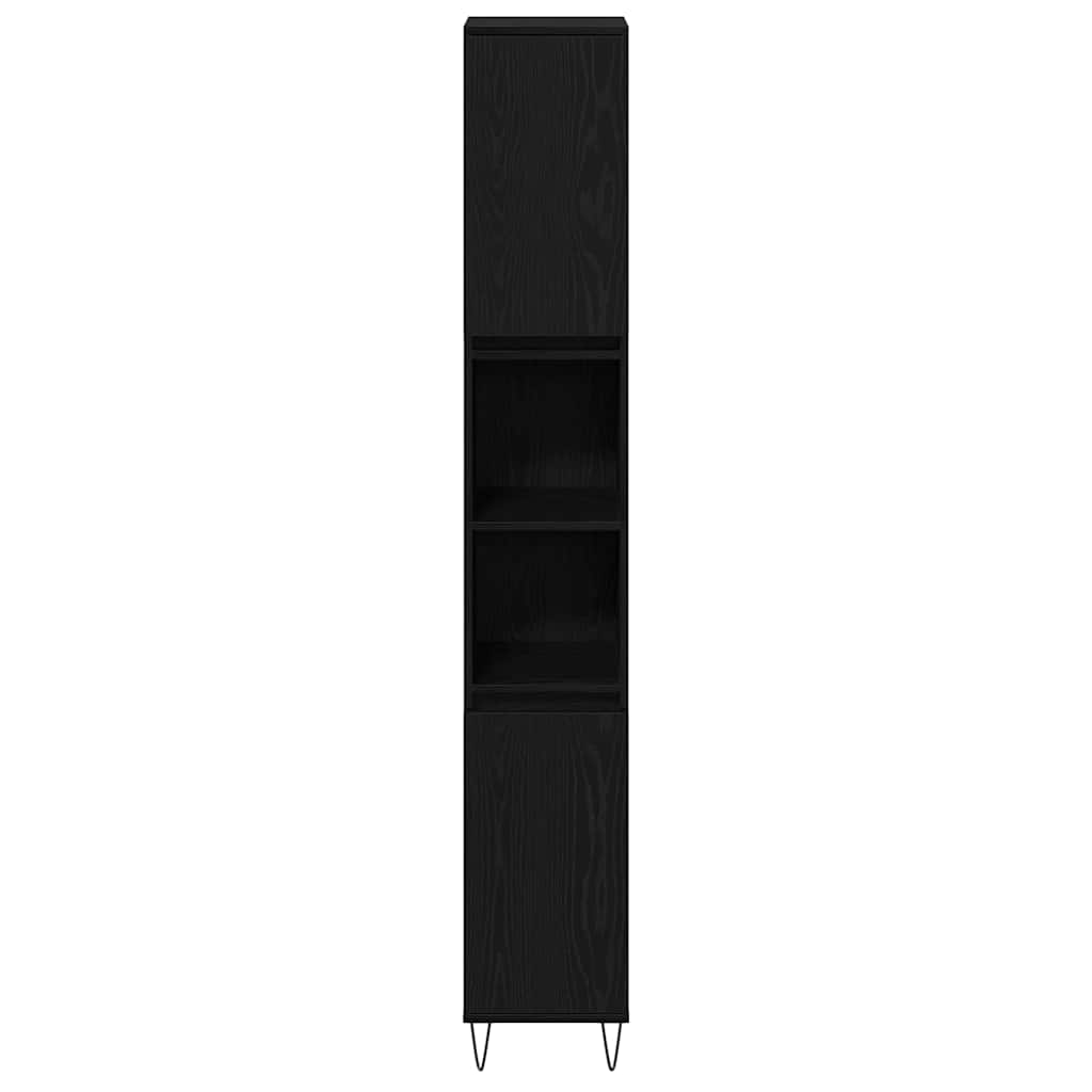 Badeværelsesmøbel sæt med dør 3 pcs Sort eg 30 x 30 x 190 cm