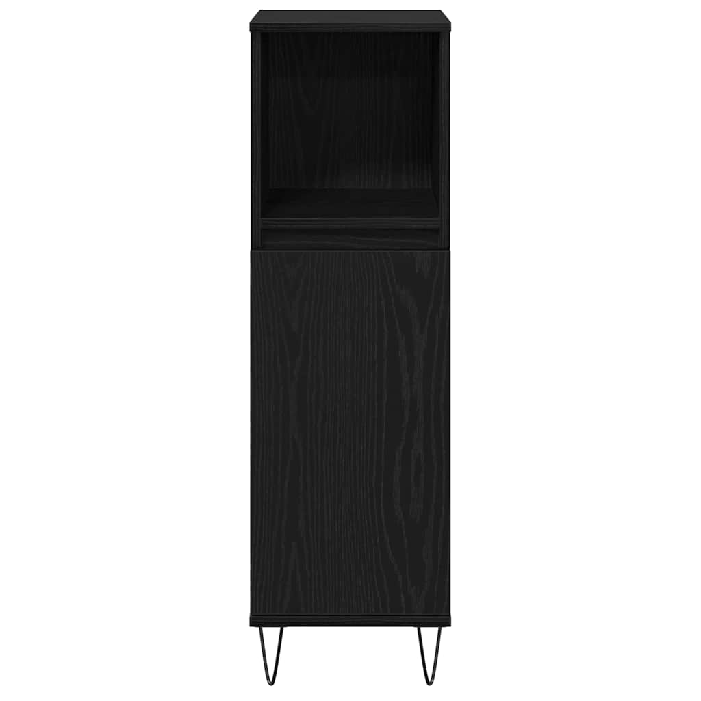 Badeværelsesmøbel sæt med dør 3 pcs Sort eg 30 x 30 x 190 cm
