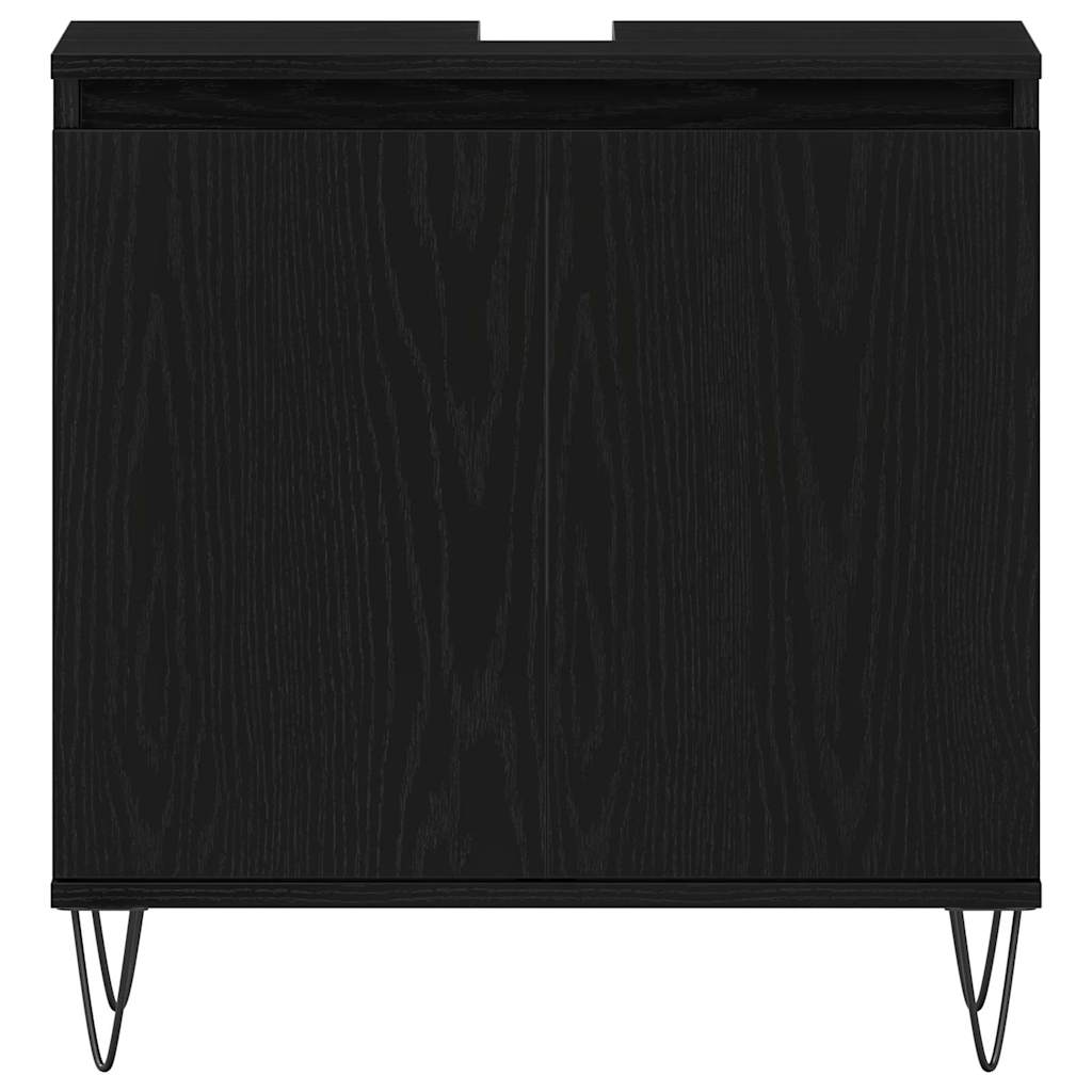 Badeværelsesmøbel sæt med dør 3 pcs Sort eg 30 x 30 x 190 cm