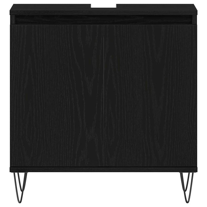 Badeværelsesmøbel sæt med dør 3 pcs Sort eg 30 x 30 x 190 cm