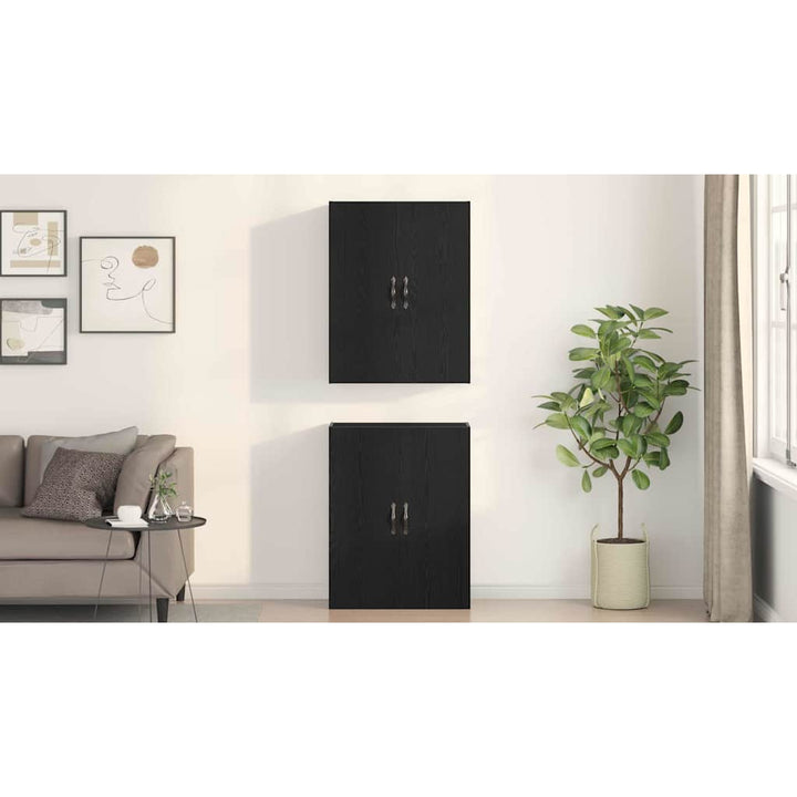 Vægmonteret skab Vægmonteret 2 pcs Sort eg 69,5 x 34 x 90 cm