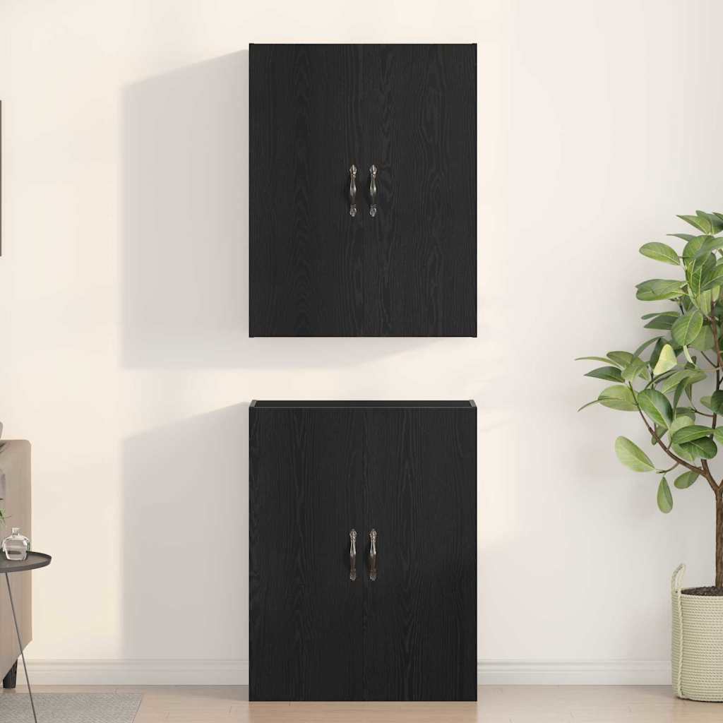 Vægmonteret skab 2 stk. Sort eg 69,5 x 34 x 90 cm