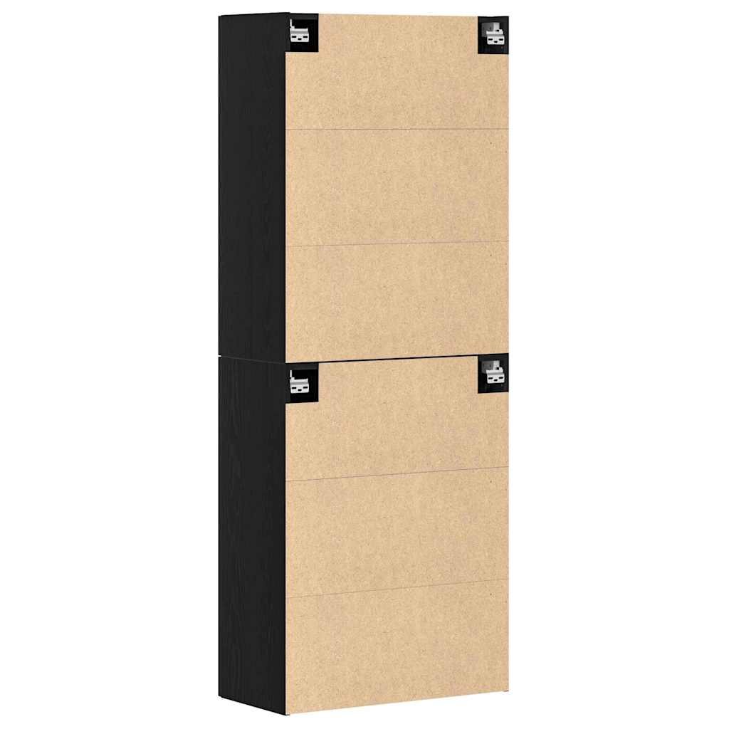 Vægmonteret skab Vægmonteret 2 pcs Sort eg 69,5 x 34 x 90 cm
