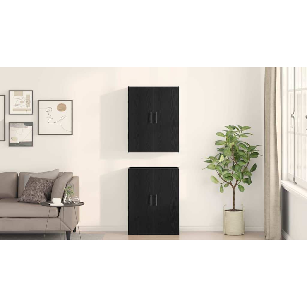Vægmonteret skab Vægmonteret 2 pcs Sort eg 69,5 x 34 x 90 cm