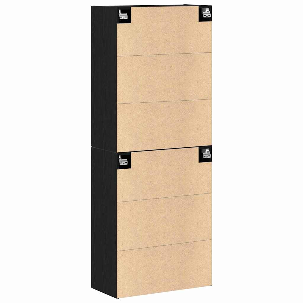 Vægmonteret skab Vægmonteret 2 pcs Sort eg 69,5 x 34 x 90 cm