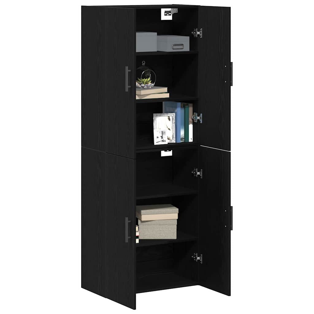 Vægmonteret skab Vægmonteret 2 pcs Sort eg 69,5 x 34 x 90 cm