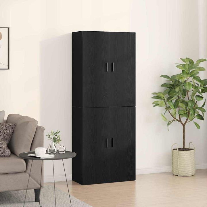 Vægmonteret skab Vægmonteret 2 pcs Sort eg 69,5 x 34 x 90 cm