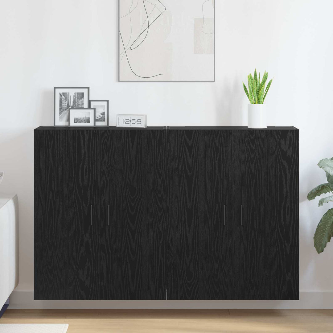 Vægmonteret skab 2 stk. Sort eg 69,5 x 34 x 90 cm