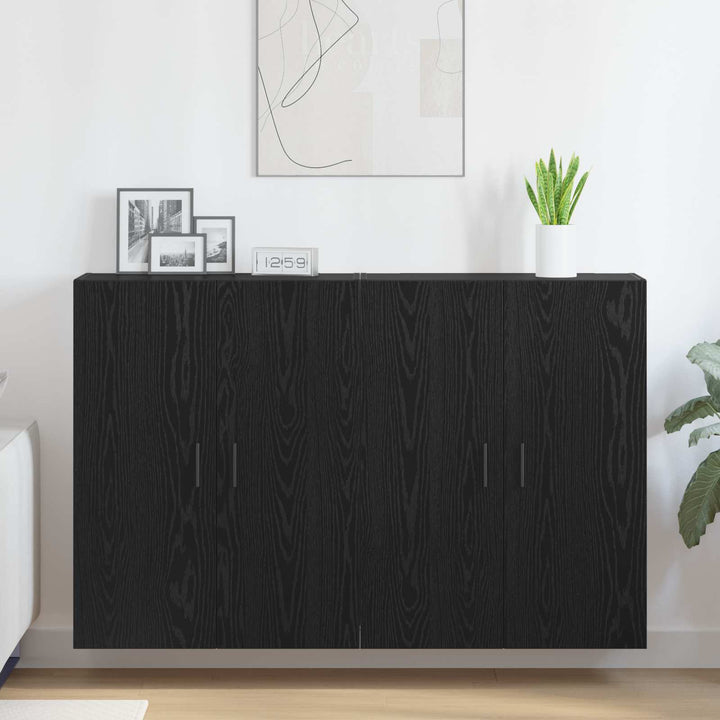 Vægmonteret skab 2 stk. Sort eg 69,5 x 34 x 90 cm