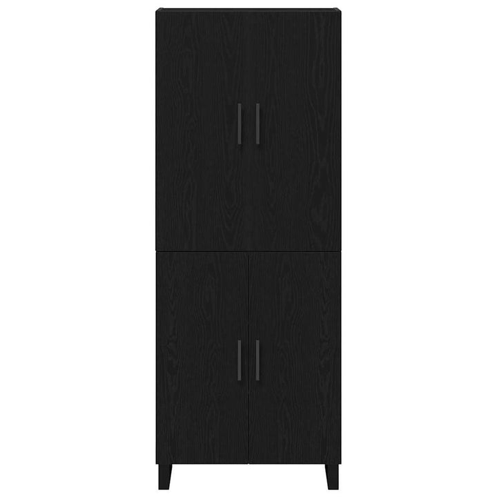 Highboard 2 pcs Sort eg 69,5 x 34 x 180 cm Ingeniørtræ og glas