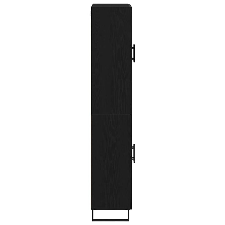 Highboard 2 pcs Sort eg 69,5 x 34 x 180 cm Ingeniørtræ og glas
