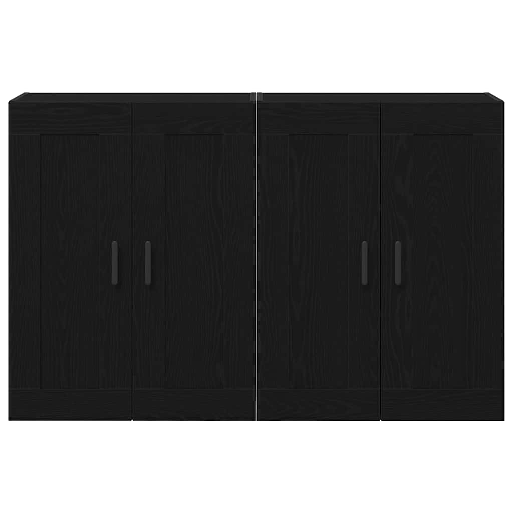 Væghængt skab 2 pcs Sort eg 69,5 x 34 x 90 cm Konstrueret træ