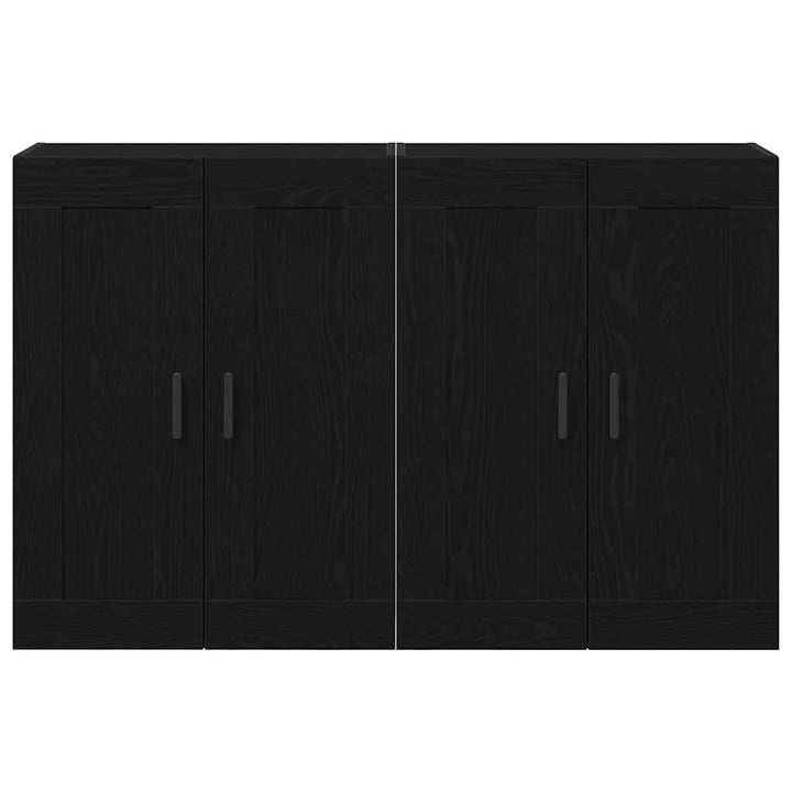 Væghængt skab 2 pcs Sort eg 69,5 x 34 x 90 cm Konstrueret træ