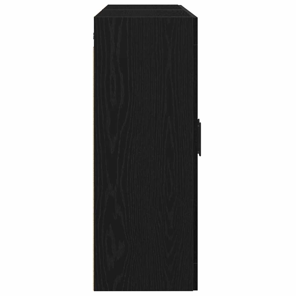 Væghængt skab 2 pcs Sort eg 69,5 x 34 x 90 cm Konstrueret træ