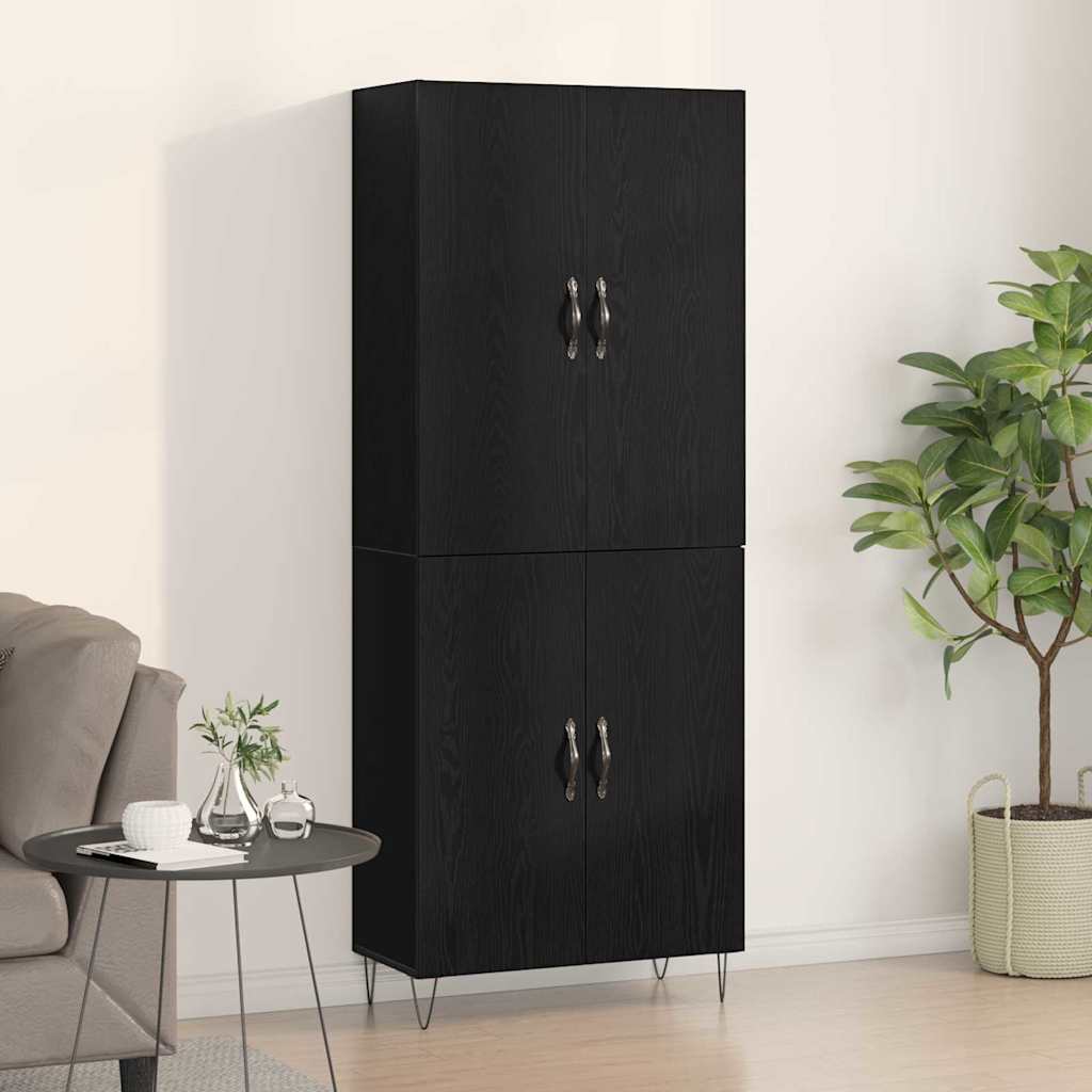 Highboard 2 pcs Sort eg Konstrueret træ og glas