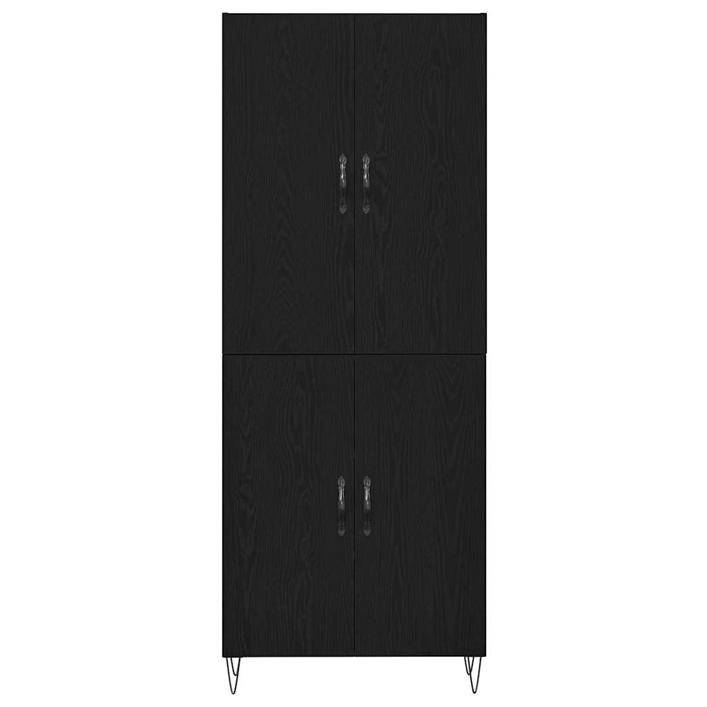 Highboard 2 pcs Sort eg Konstrueret træ og glas