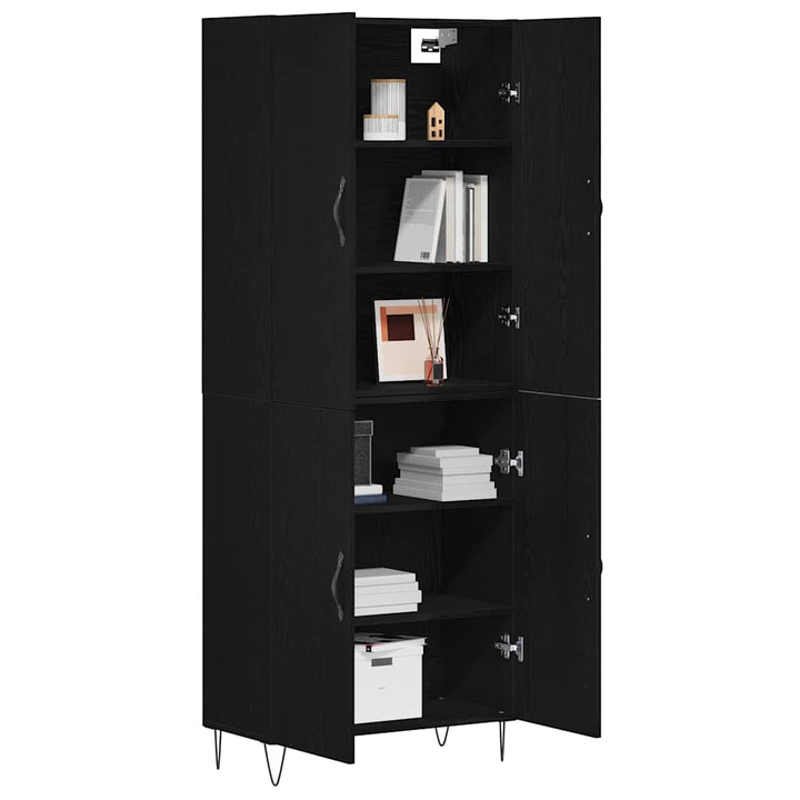 Highboard 2 pcs Sort eg Konstrueret træ og glas
