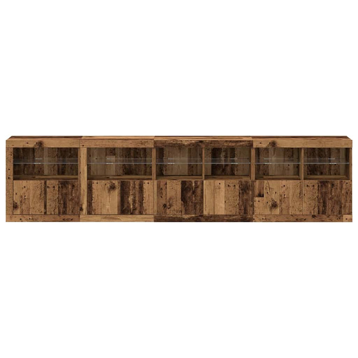 LED Sideboard Gammelt træ 283 x 37 x 67 cm Konstrueret træ