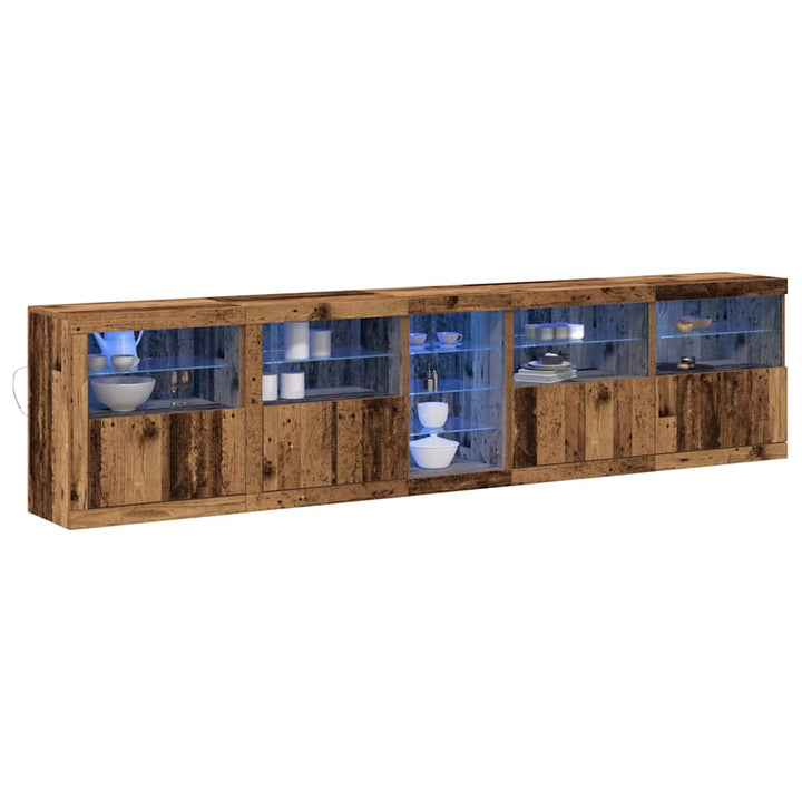 LED Sideboard Gammelt træ 283 x 37 x 67 cm Konstrueret træ