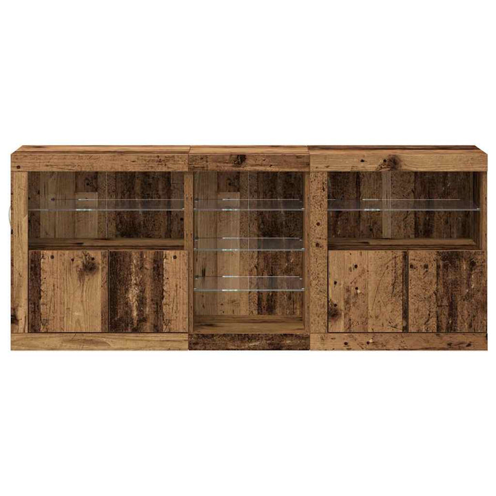 LED Sideboard Gammelt træ 162 x 37 x 67 cm Konstrueret træ