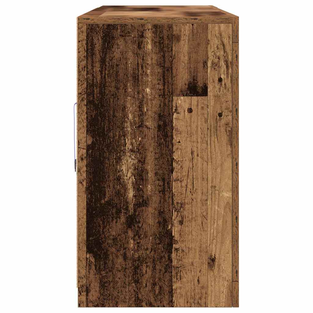 LED Sideboard Gammelt træ 162 x 37 x 67 cm Konstrueret træ