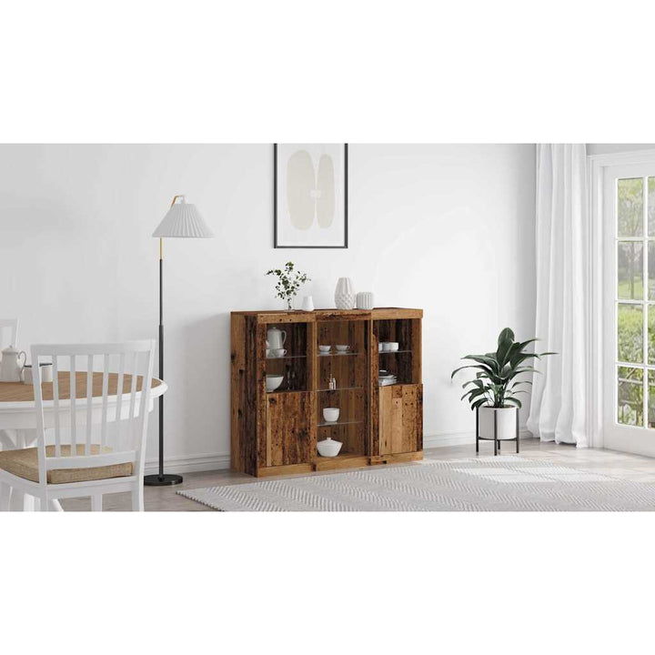 LED Sideboard Gammelt træ 123 x 37 x 100 cm Konstrueret træ