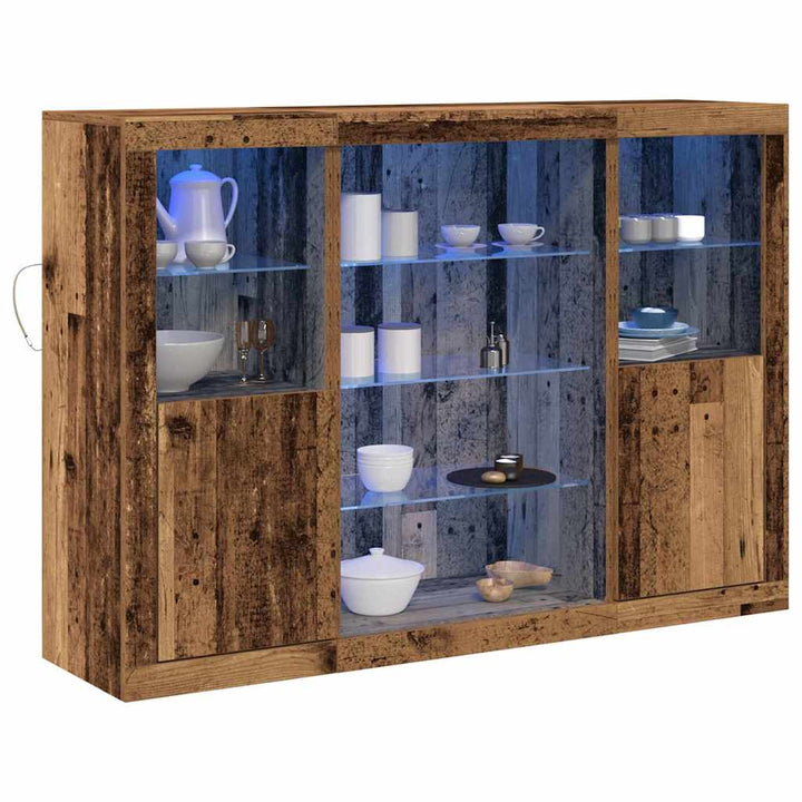 LED Sideboard Gammelt træ 142,5 x 37 x 100 cm Konstrueret træ