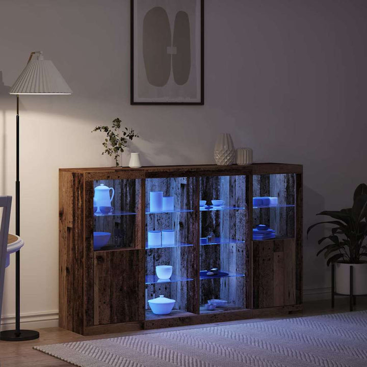 LED Sideboard Gammelt træ 163 x 37 x 100 cm Konstrueret træ