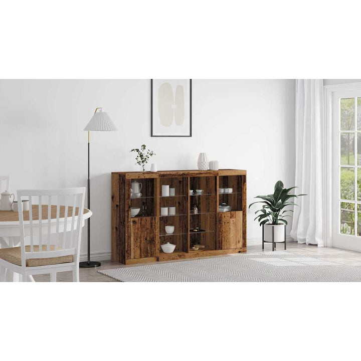LED Sideboard Gammelt træ 163 x 37 x 100 cm Konstrueret træ