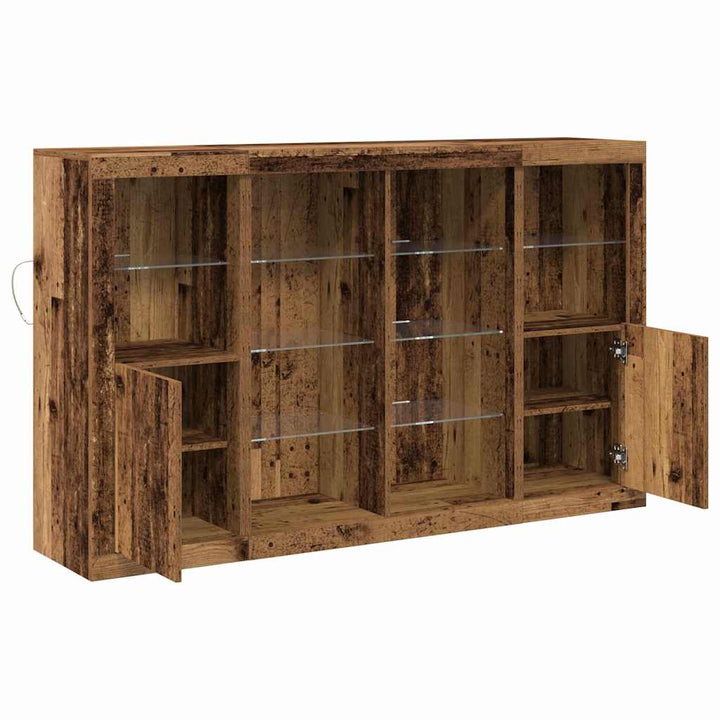 LED Sideboard Gammelt træ 163 x 37 x 100 cm Konstrueret træ