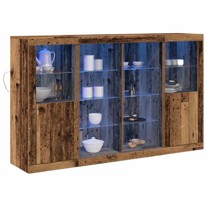 LED Sideboard Gammelt træ 163 x 37 x 100 cm Konstrueret træ