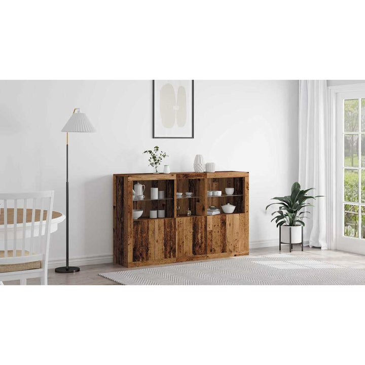 LED Sideboard Gammelt træ 162 x 37 x 100 cm Konstrueret træ