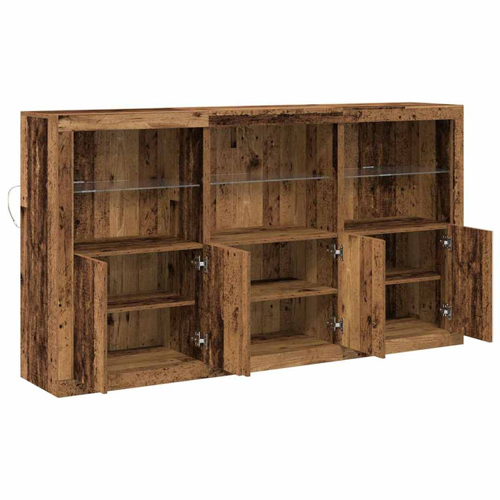 LED Sideboard Gammelt træ 181,5 x 37 x 100 cm Konstrueret træ