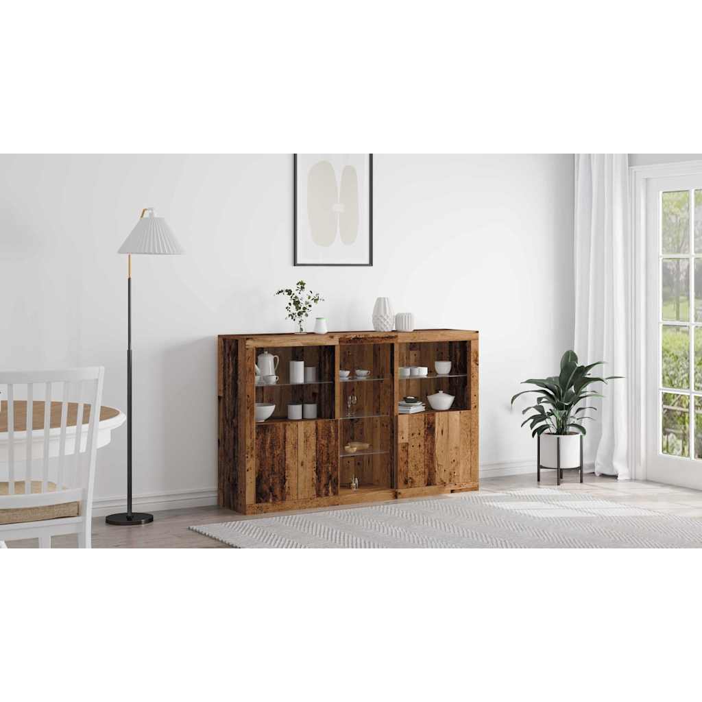 LED Sideboard Gammelt træ 162 x 37 x 100 cm Konstrueret træ