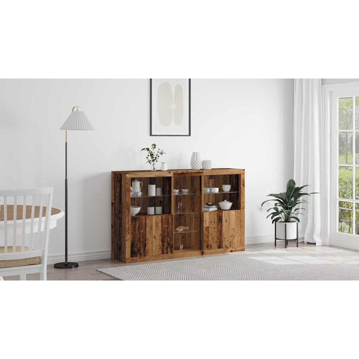 LED Sideboard Gammelt træ 162 x 37 x 100 cm Konstrueret træ