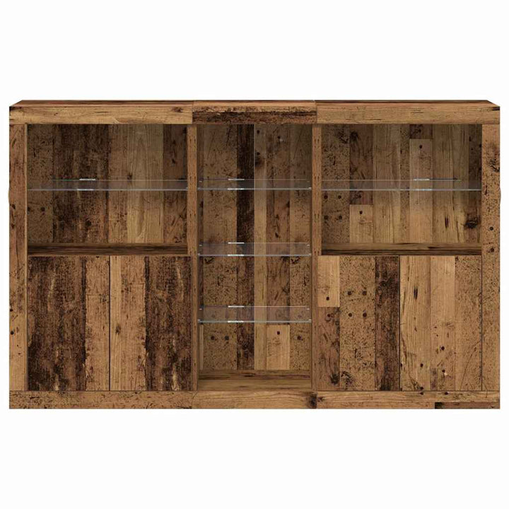 LED Sideboard Gammelt træ 162 x 37 x 100 cm Konstrueret træ